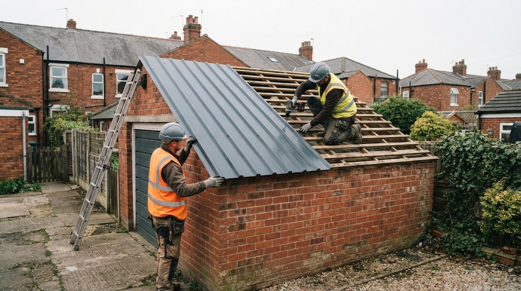 New steel garage roof